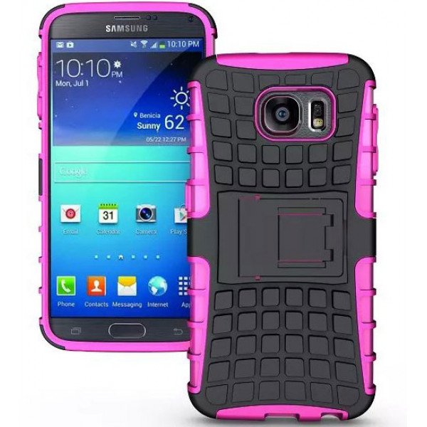 Wholesale Samsung Galaxy S6 Rugged Hybrid with Kickstand (Hot Pink)